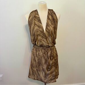Elan Brown Patterned Mesh Mini Dress – Size S (NWT)